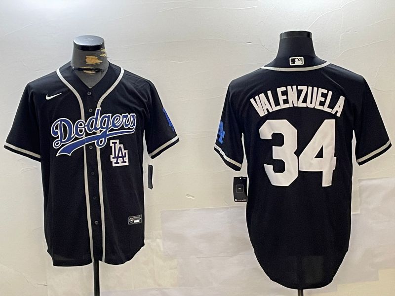 Men Los Angeles Dodgers #34 Valenzuela Black Game 2024 Nike MLB Jersey style 10296